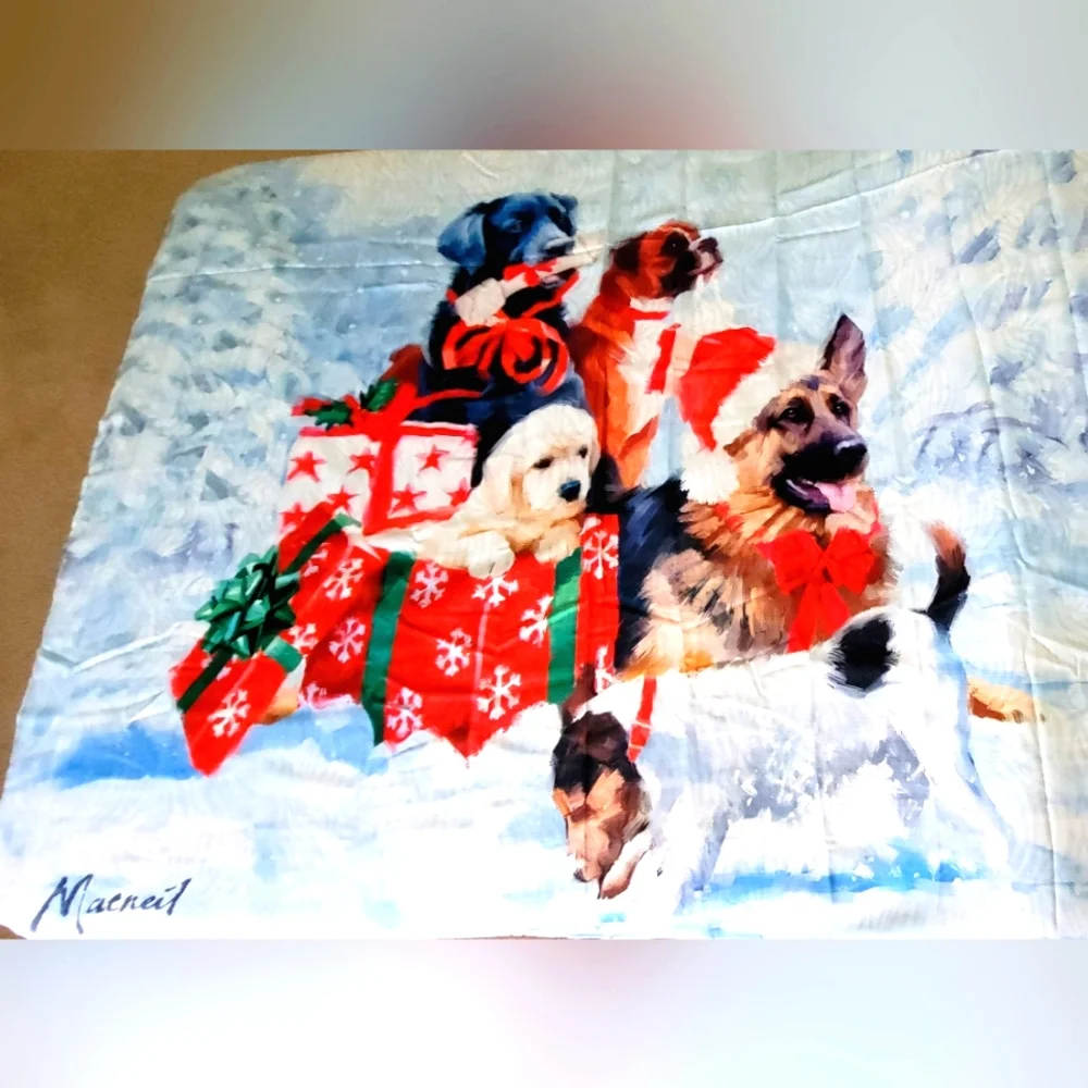 NIB The Macneil Studio Fabric Christmas Dog Shower Curtain